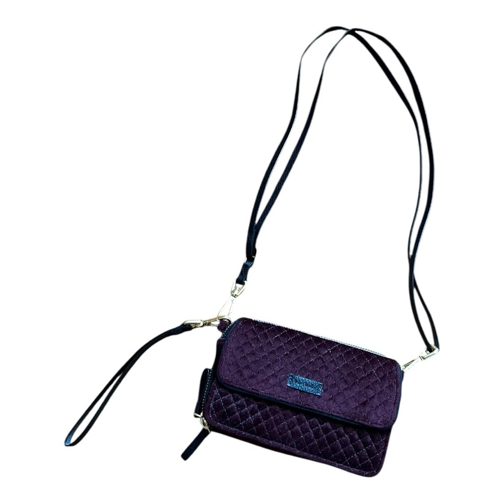 ◾️VERA BRADLEY: Women’s small maroon velour double zip purse w/crossbody strap◾️